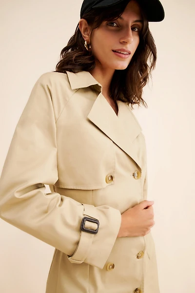 Mare Long Sleeve V-Neck Trench Dress