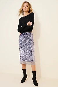 Sequin Lace Midi Skirt