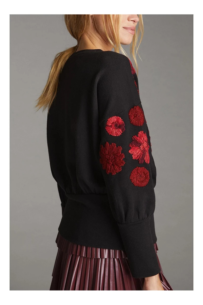 Maeve Floral Embroidered Sweatshirt