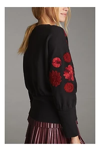 Maeve Floral Embroidered Sweatshirt