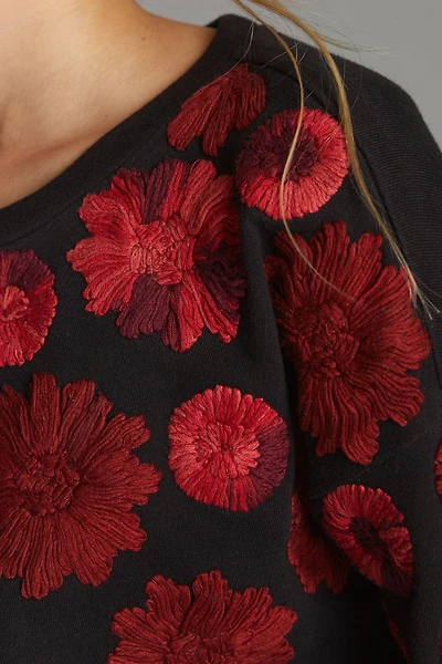 Maeve Floral Embroidered Sweatshirt