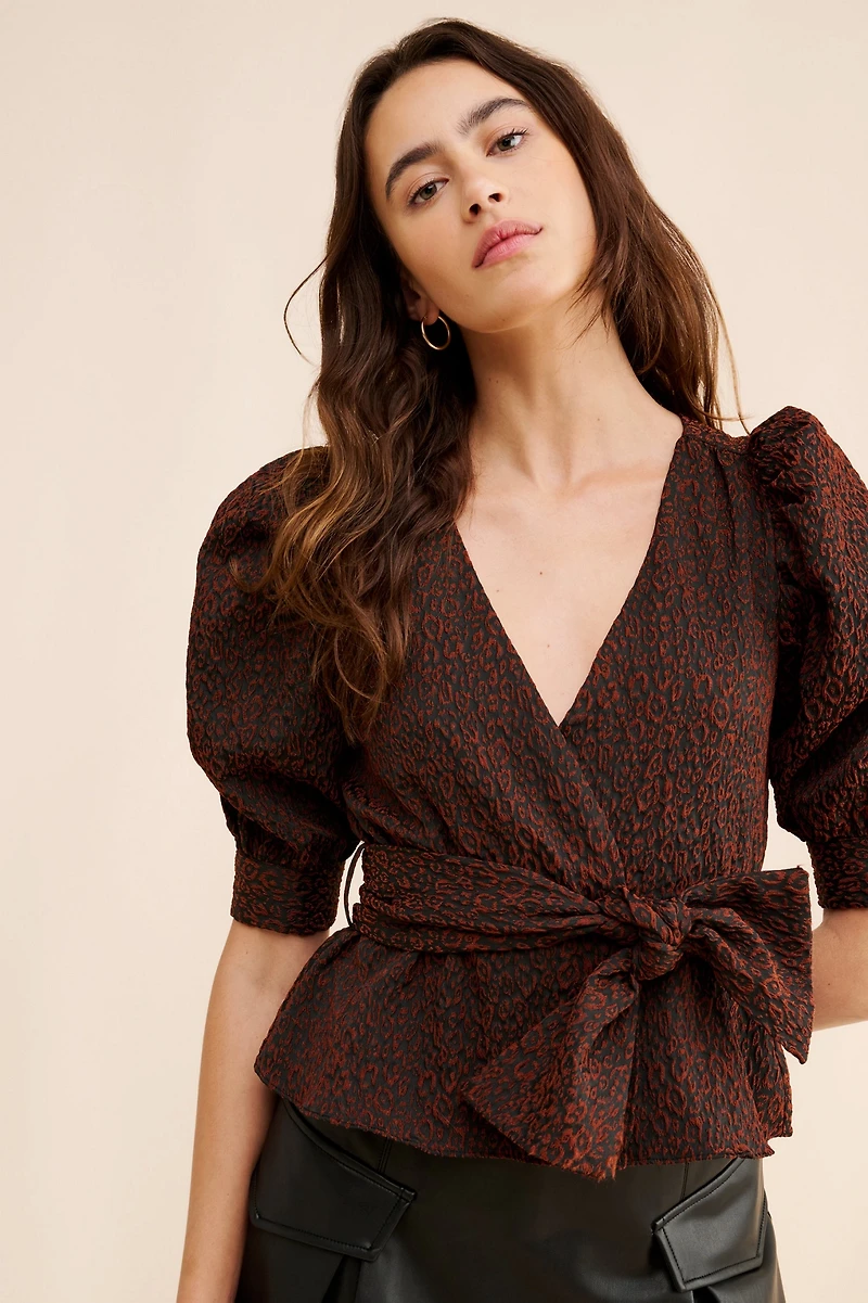 Hutch Jacquard Wrap Blouse