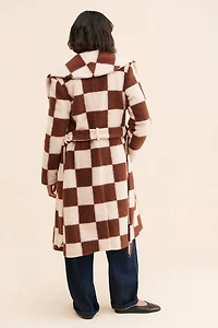 Hutch Checkerboard Fuzzy Overcoat