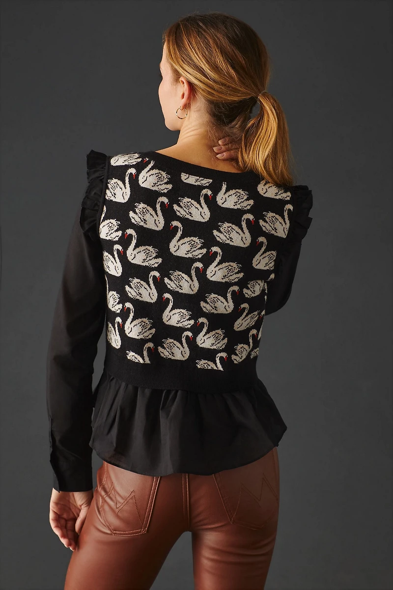Maeve Layered Blouse & Sweater Vest