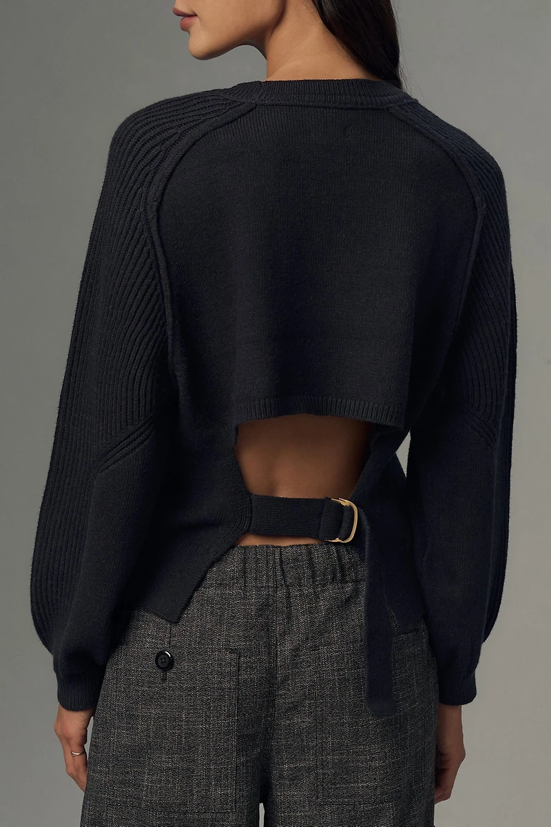 Pilcro Buckled Open-Back Sweater