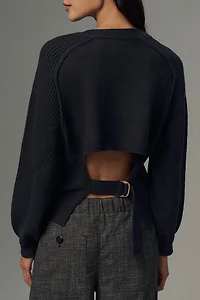 Pilcro Buckled Open-Back Sweater