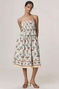 Smocked Peplum Midi Dress