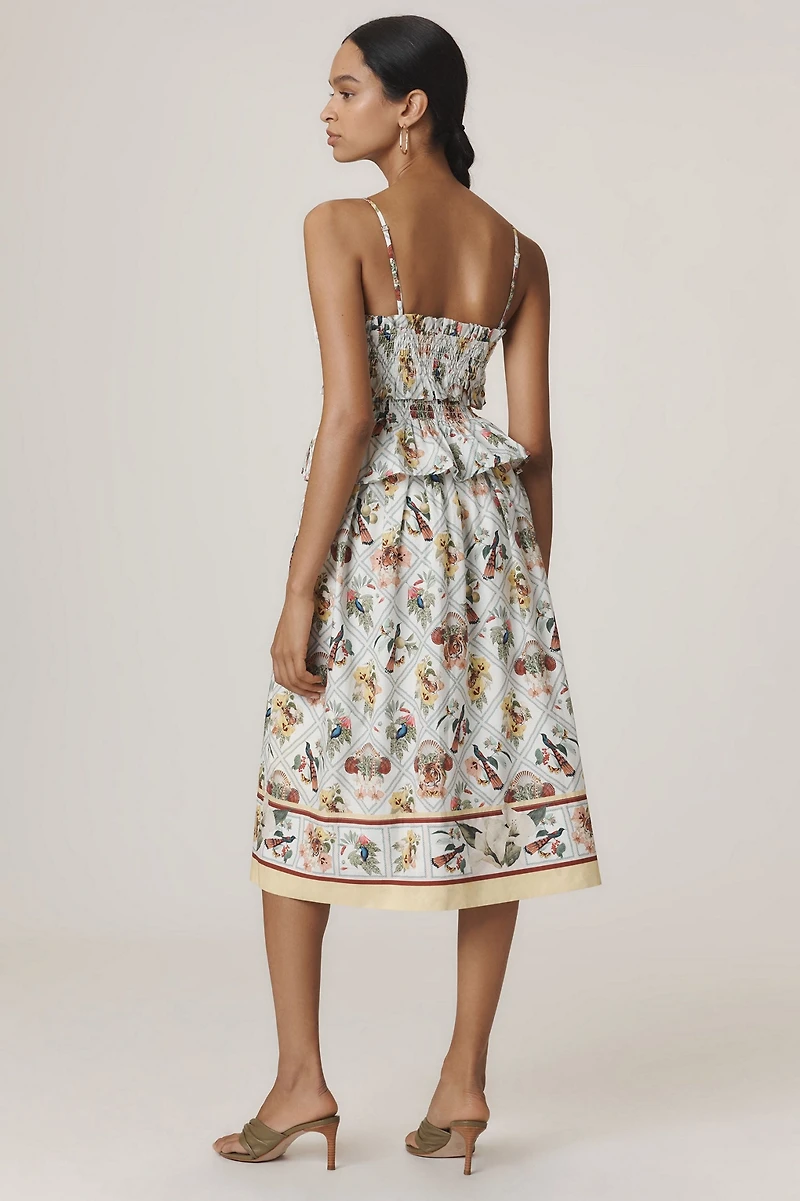 Smocked Peplum Midi Dress