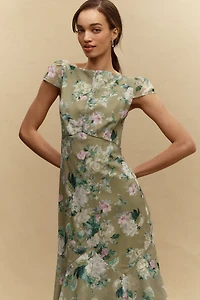BHLDN Margot Cap-Sleeve Chiffon Maxi Dress