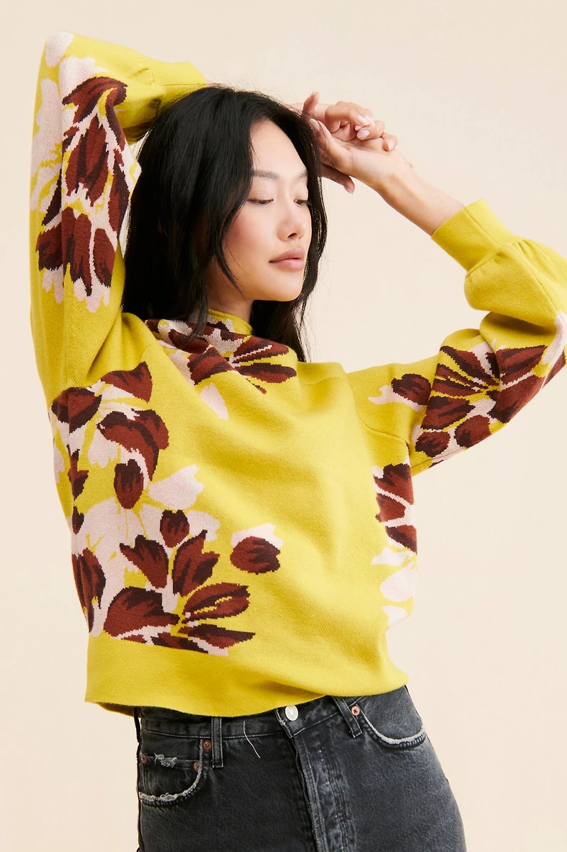 Floral Mock Neck Sweater