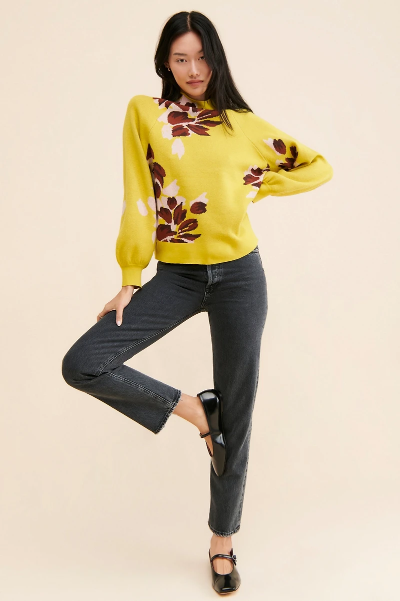 Floral Mock Neck Sweater