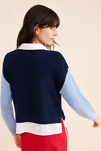 525 Twofer Collared Pullover Sweater