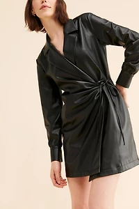 Bellevue Vegan Leather Mini Wrap Dress