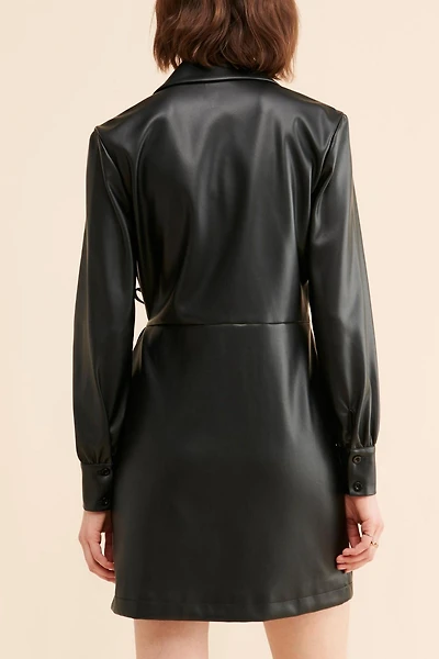 Bellevue Vegan Leather Mini Wrap Dress