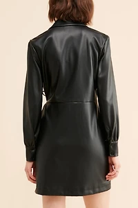 Bellevue Vegan Leather Mini Wrap Dress