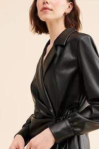 Bellevue Vegan Leather Mini Wrap Dress