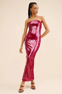 If By Sea Sequined Strapless Maxi Dress