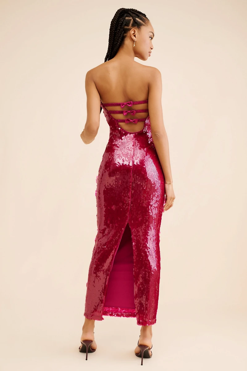 If By Sea Sequined Strapless Maxi Dress