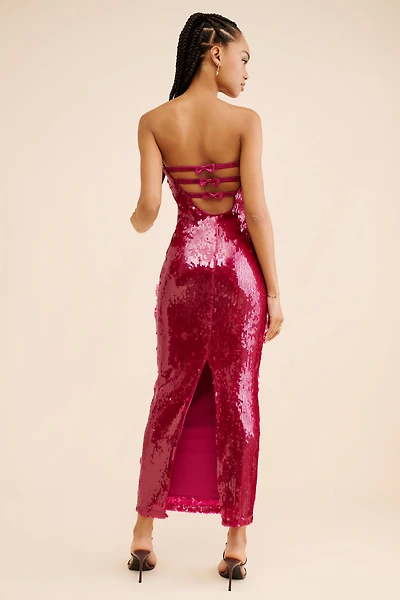If By Sea Sequined Strapless Maxi Dress