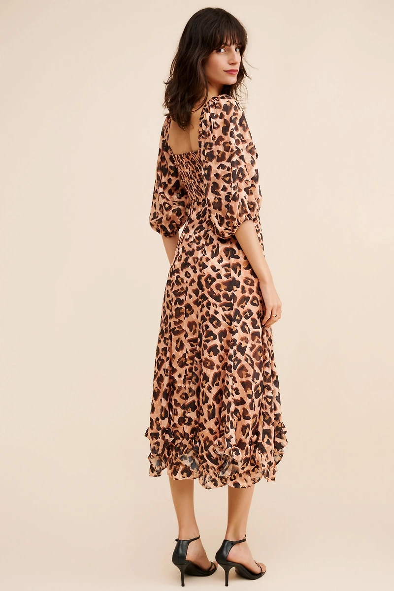 Hutch Twist Puff Midi Dress