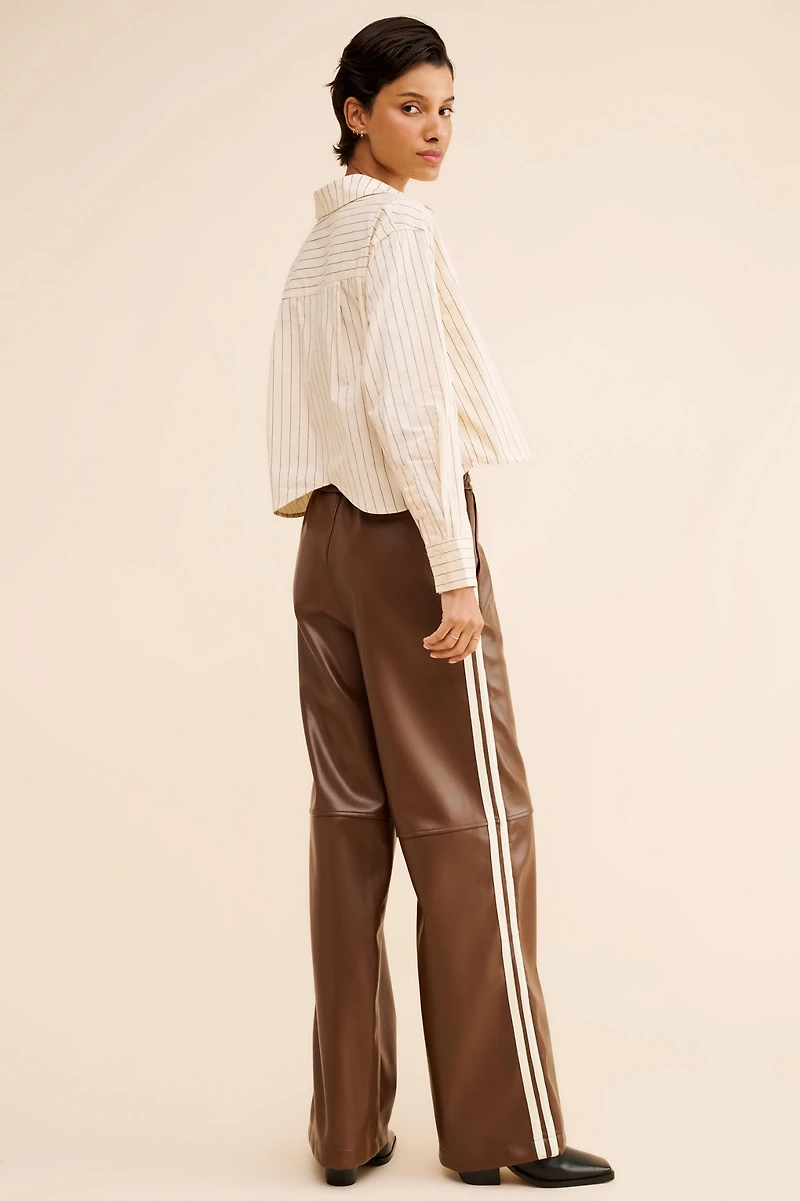 FRENCHMAUVE Rebecca Side Stripe Vegan Leather Pants