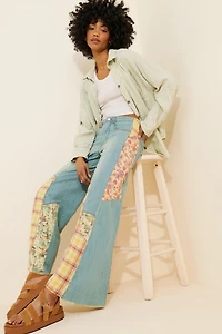 Pilcro The Adi Mid-Rise Relaxed Flare Jeans: Patchwork Edition