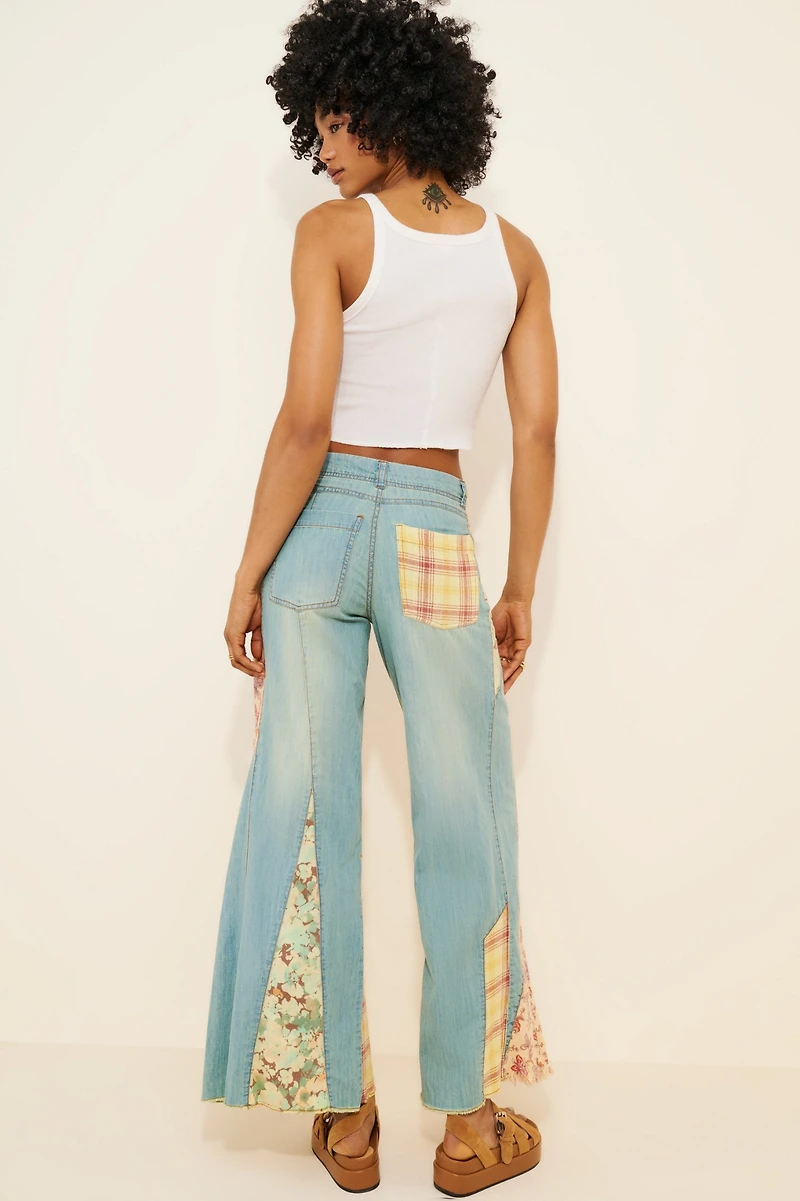 Pilcro The Adi Mid-Rise Relaxed Flare Jeans: Patchwork Edition