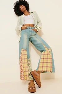 Pilcro The Adi Mid-Rise Relaxed Flare Jeans: Patchwork Edition
