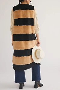 Striped Faux Fur Vest