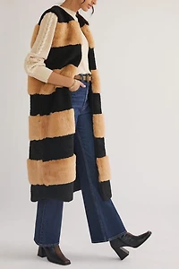 Striped Faux Fur Vest