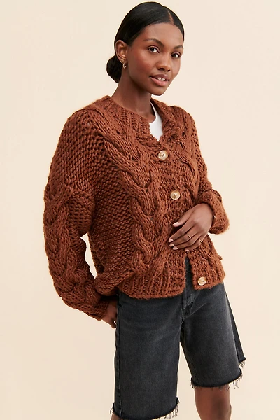 Little Lies Cozy Cable-Knit Cardigan