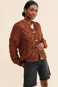 Little Lies Cozy Cable-Knit Cardigan