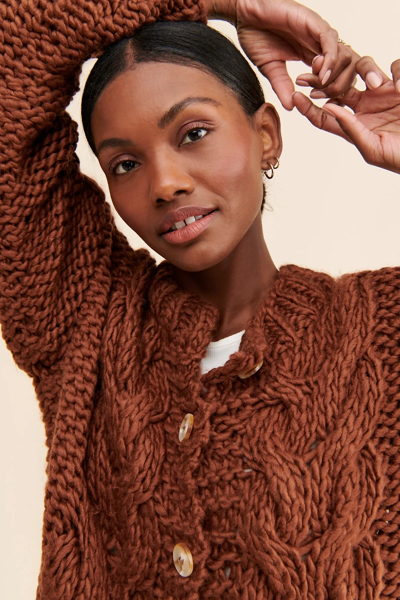 Little Lies Cozy Cable-Knit Cardigan