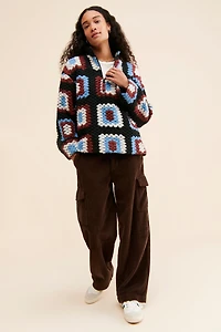 Damson Madder Agnes Crochet Half-Zip Pullover