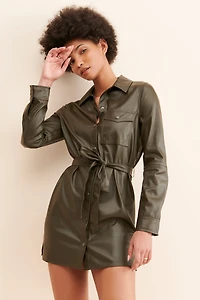 Sanctuary Vegan Leather Shirt Dress