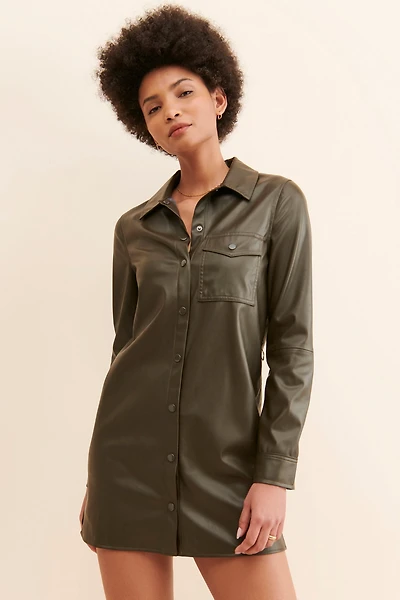 Sanctuary Vegan Leather Shirt Dress