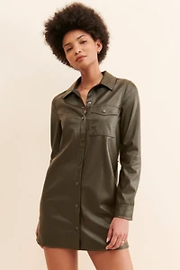 Sanctuary Vegan Leather Shirt Dress