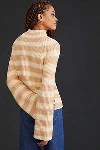 Maeve Mock Neck Striped Sweater