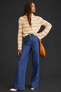 Maeve Mock Neck Striped Sweater