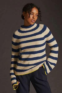 Maeve Mock Neck Striped Sweater