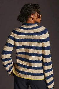 Maeve Mock Neck Striped Sweater