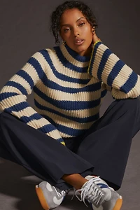 Maeve Mock Neck Striped Sweater