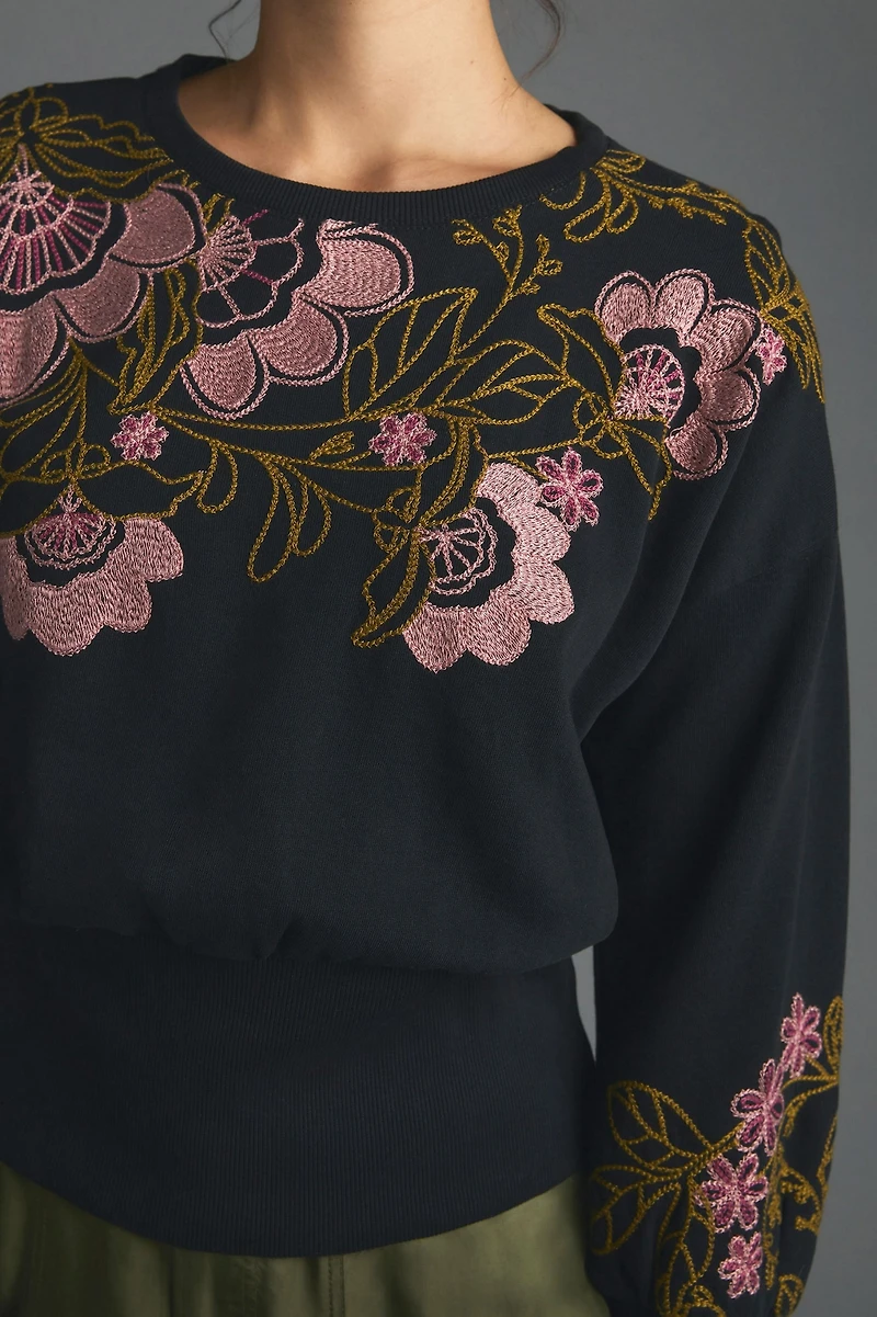 Embroidered Floral Sweatshirt