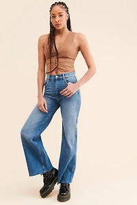 DL1961 Hepburn Wide-Leg Distressed Hem Jeans