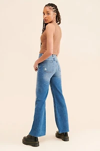 DL1961 Hepburn Wide-Leg Distressed Hem Jeans