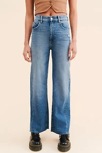 DL1961 Hepburn Wide-Leg Distressed Hem Jeans