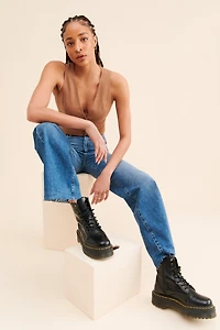 DL1961 Hepburn Wide-Leg Distressed Hem Jeans