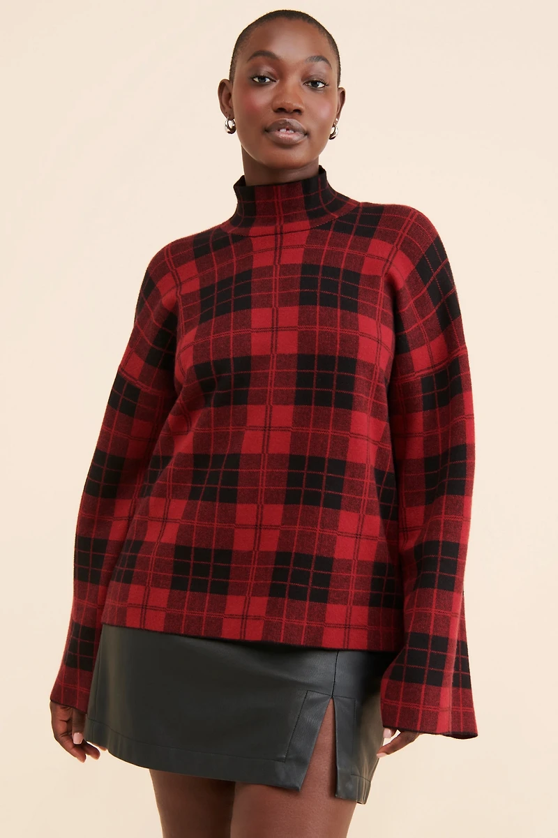 Eloquii Mock Neck Intarsia Sweater