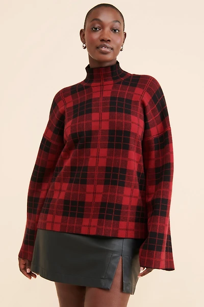 Eloquii Mock Neck Intarsia Sweater