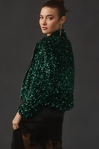 Maeve Sequin Bomber Jacket